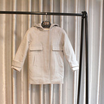 Brand autumn and winter Korean girl cashmere coat cotton hooded long double coat childrens clothing