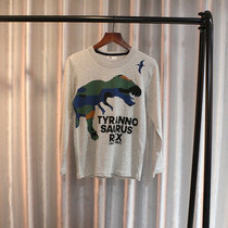 2021 Spring New Boy Cotton Round Neck Pullover Sweater Long Sleeve Breathable Print Dinosaur T-shirt
