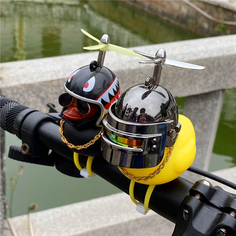Small yellow duck electric car internal and external swing piece bamboo dragonfly safety helmet bike climbing car adornment locomotive hanging ornament