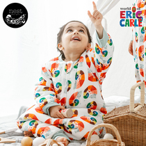Eric Carle joint series baby sleeping bag thickened quilted autumn and winter baby detachable sleeve split-leg sleeping bag