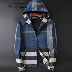 TOUCH MISS Japanese luxury men's lightweight Slim large size plaid hooded jacket fashion jacket thin section