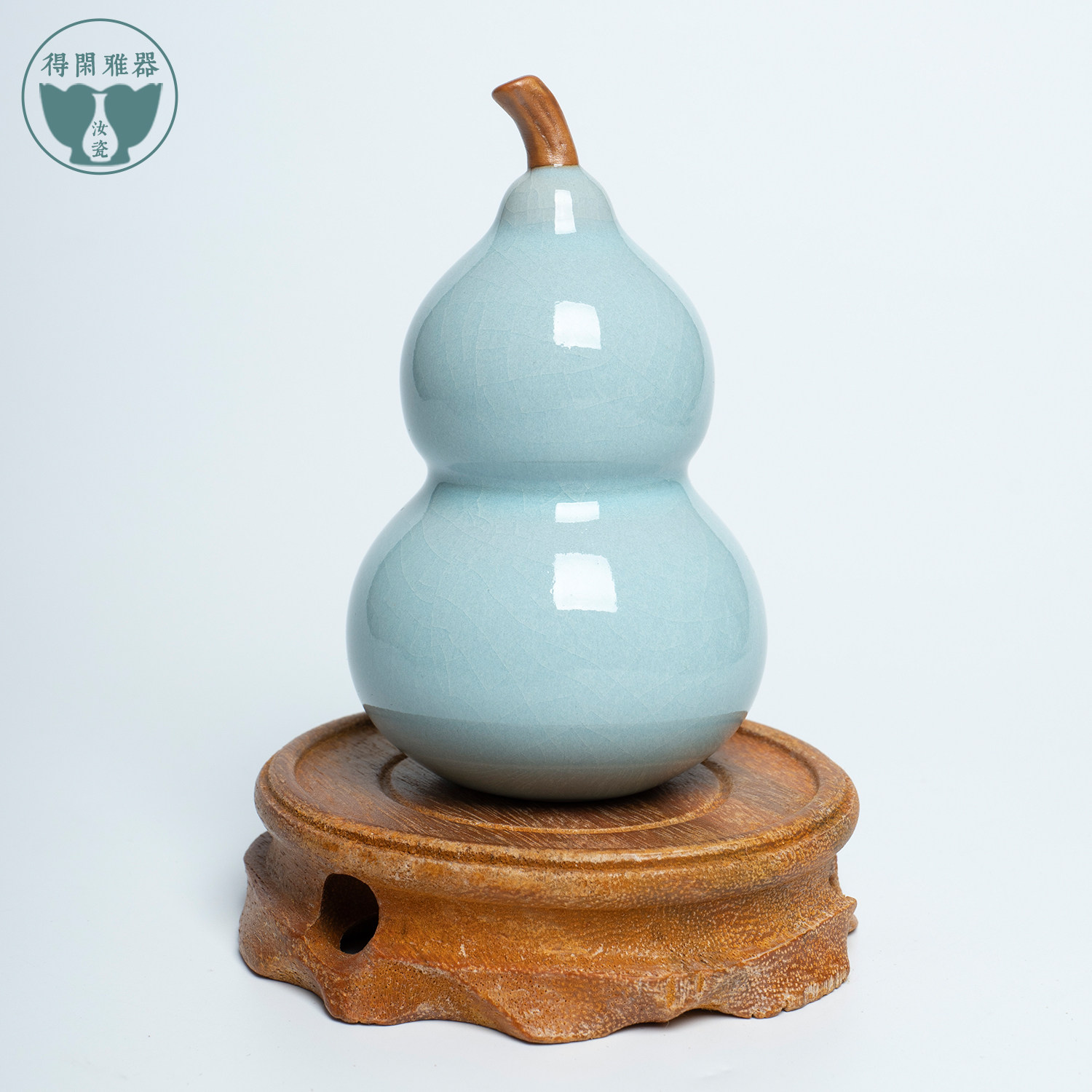 Dexianya celestial green egg green glazed small gourd Origin Ruzhou Ru Kiln official porcelain Chinese Zen tea pet small ornaments