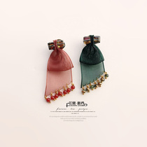 Japan and South Korea simple brooch silk yarn bow tassel Crystal Thorn needle womens cardigan shawl buckle accessories