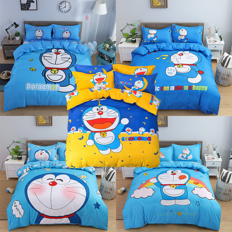 多啦a梦床上四件套1 8 2m米蓝胖子机器猫单人学生宿舍床上三件套