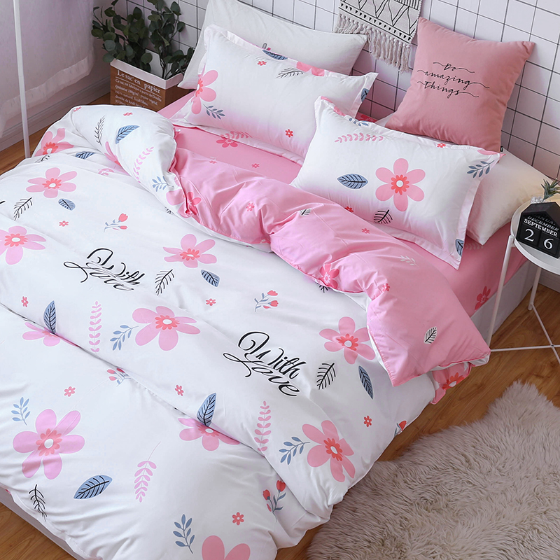 Mùa hè nhỏ tươi 1.5 hoặc 1.8x2 mét khăn trải giường quilt bộ bốn bộ của duy nhất ký túc xá sinh viên ba bộ 1.2 M