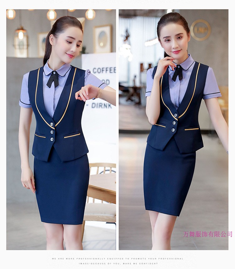 Flight Attendant Uniform Career Suit Women's Summer Short Sleeve Manicure Manchia Sleeve Dress Beautician Hotel Front Desk Work Clothes Lady-Taobao