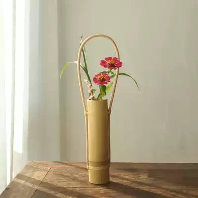 Gengyun Yuan bamboo Bamboo tube Flower vase Flower into Japanese flowers Flower arrangement Bamboo basket Flower basket Japanese flower road Taiwan