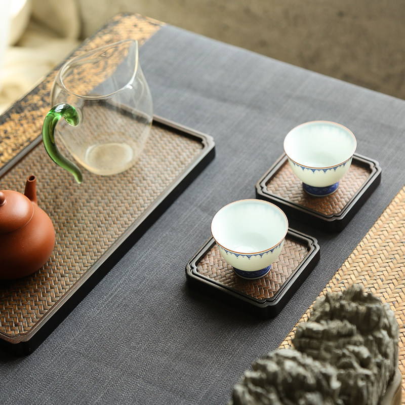 Square coaster, bamboo coaster, mat, cup holder, pot, dry brewing table, tea tray, creative cup holder, tea ceremony accessories, bamboo woven tea