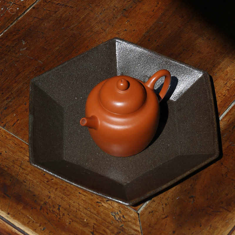 Hexagonal pot with clay printed billet Dry brewing plate Tea tray pot pad Gongfu tea maker ingenuity to make durable tea trust pottery