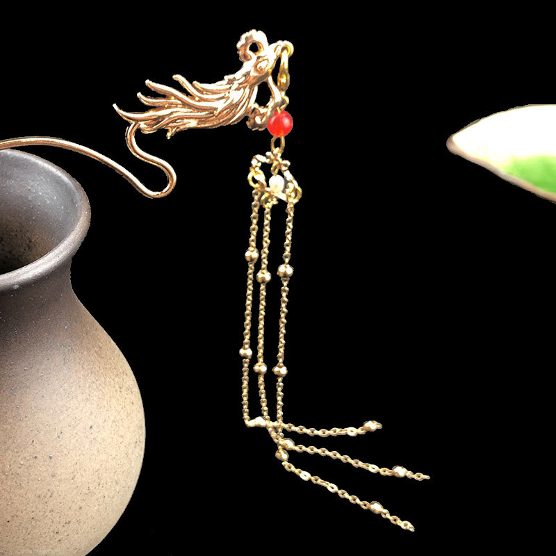 Classical original ancient hairpin ancient style ancient costume Hanfu headdress plate hair phoenix asking for phoenix hairpin tassel do not hair hairpin girl