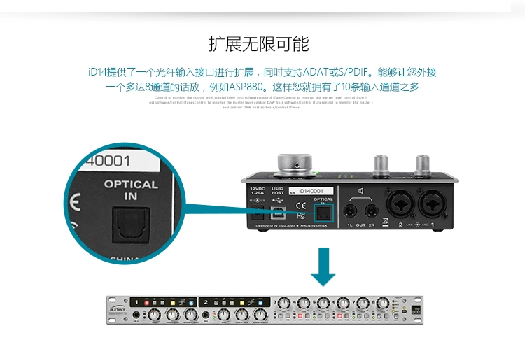 SF Audiont iD14 ghi âm chuyên nghiệp card âm thanh guitar nhạc cụ sắp xếp ghi âm giao diện bên ngoài usb - Nhạc cụ MIDI / Nhạc kỹ thuật số