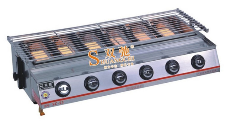 Double - Chip SC - 23 small six - head spray steel smoke - free barbecue oven commercial gas - friendly barbecue machine