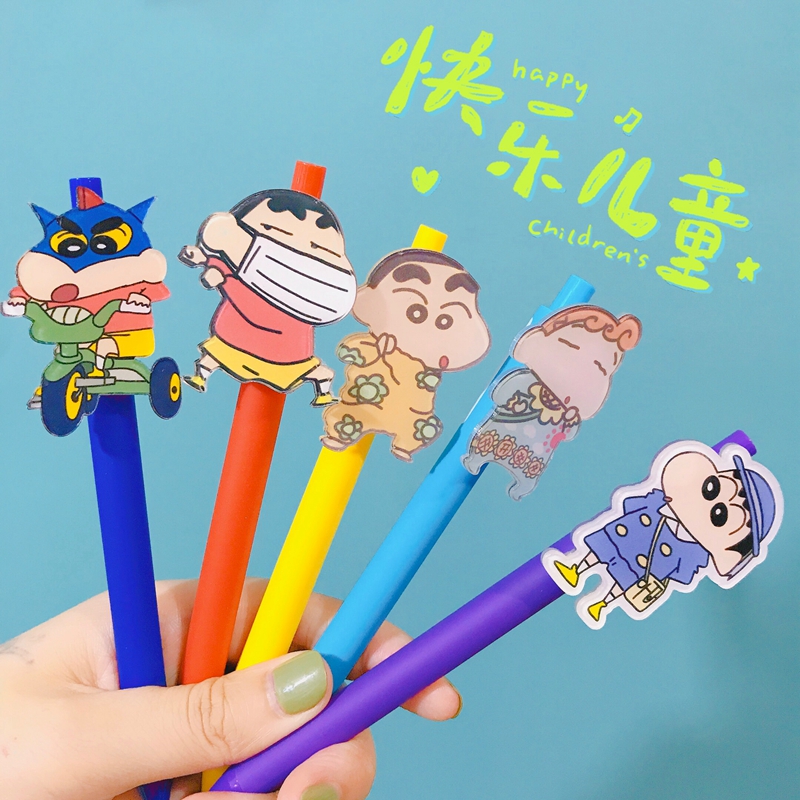 Crayon Shin super cute cute gel pen signature pen DIY cartoon ball pen Black pen Press pen stationery