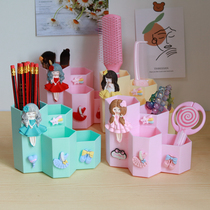 ins Cute cartoon children pen holder desktop multi-functional simple modern girl stationery storage box Exquisite gift