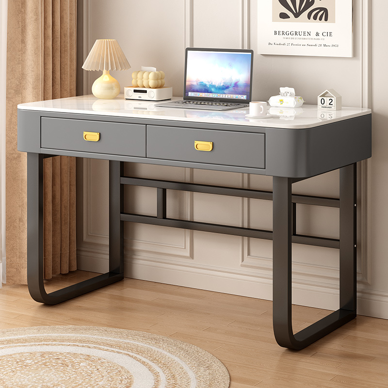 Glass Computer Desk, Desktop Office Desk, Gaming Desk, Home Student Desk, Bedroom Desk for Girls, Integrated Vanity Table