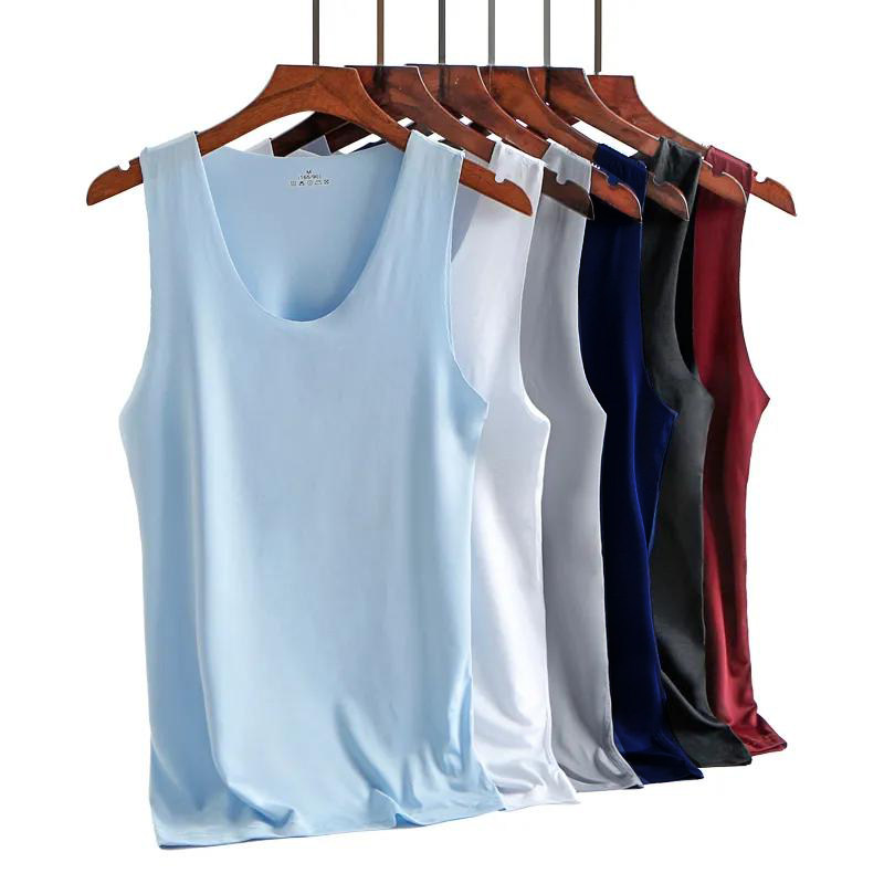 Ice silk seamless men's vest men's trendy thin sleeveless T-shirt fitness tight-fitting sports quick-drying outer wear inner wear vest