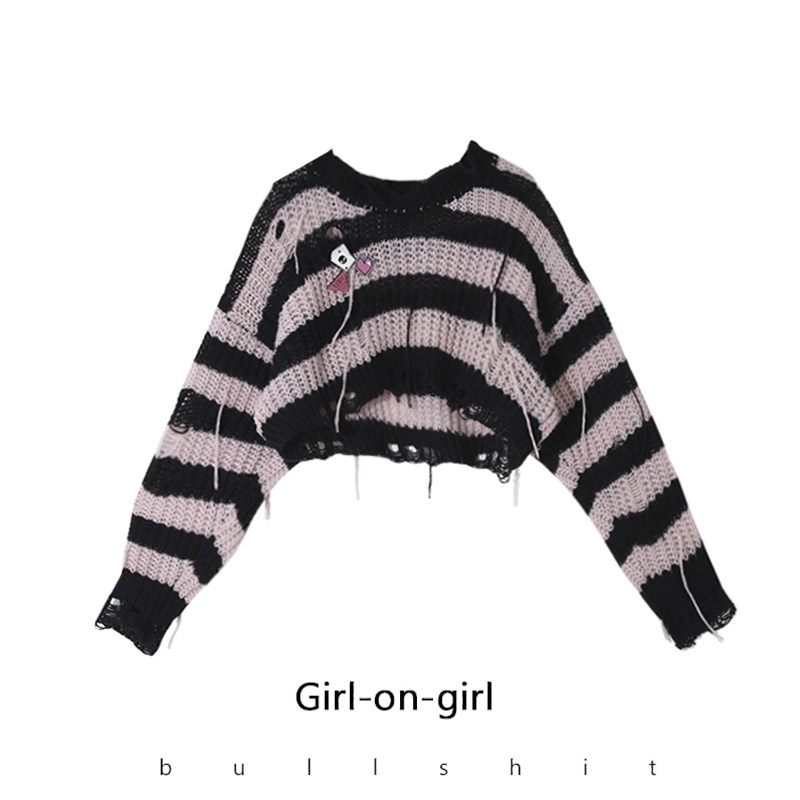 Finance Brother Early Spring Short sweater women long sleeves Don't make blouses Spicy Girl is loose with a slim design and it doesn't stay up all night