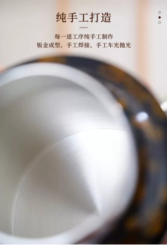 Lon thiếc sơn mài rồng thiếc nguyên chất Lon trà kín hoa kho trà hũ gốm đựng trà