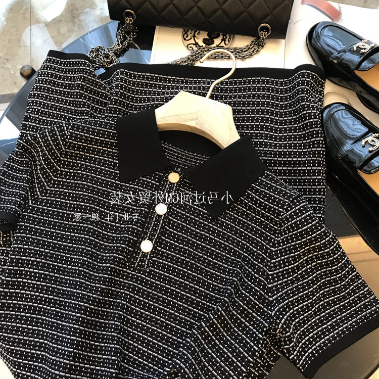 Brand Fold Discount Store Mall Special Cabinet Withdrawal Women's Tail Goods Clear Cabin Geometric Jacquard Polo Collar Short Sleeve Foreign Dress Woman