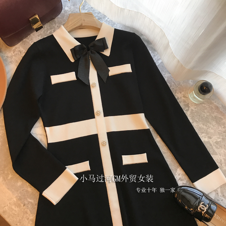 Brand discount mall withdraws female clothing foreign trade clip with butterfly knit appear thin knitting mid-long-edition ocean dress autumn