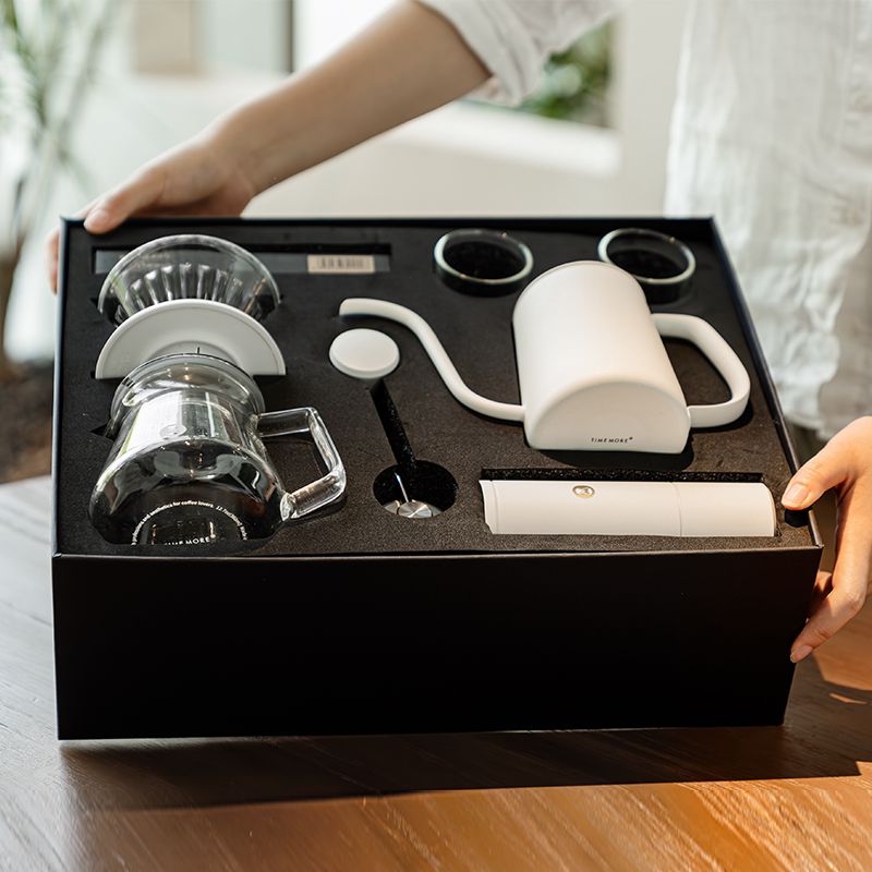 Taimo Chestnut C5 Pour-Over Coffee Maker Set Home Use Pour-Over Kettle Gift Box Hand-Cranked Coffee Grinder Tool Gift