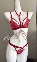 (Toute la nuit) Beauty Feast Dentelle Ceinture Chaîne Sous-Vêtements Sexy Sans Fils Hot Girl Soutien-Gorge Ensemble Femmes