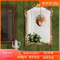 European retro mirror Internet celebrity vanity mirror wall-mounted baroque decorative mirror palace style French carved makeup mirror
