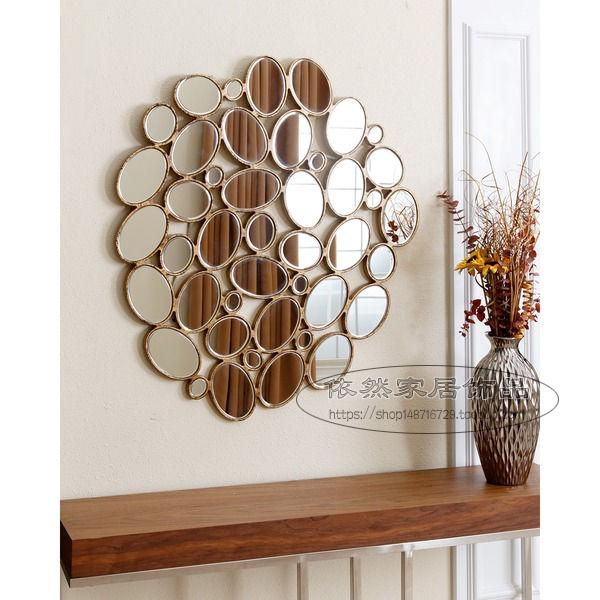 European and American luxury door hall Xuanguan decorative mirror Venetian minimalist fireplace wall-mounted mirror dining side mirror hallway mirror customizable