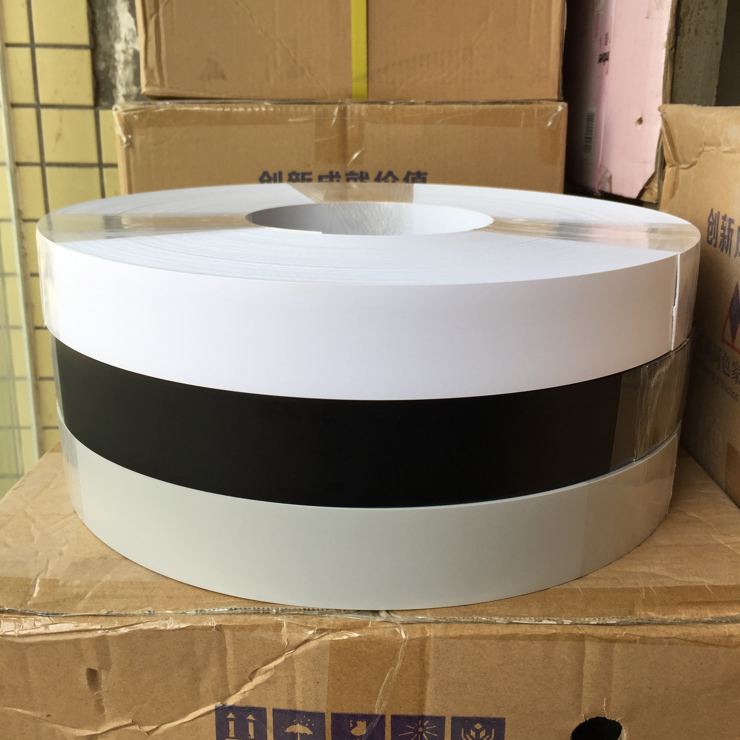 1MM thick*50MM wide, white, black, gray PVC furniture edge banding, 100 meters in one roll