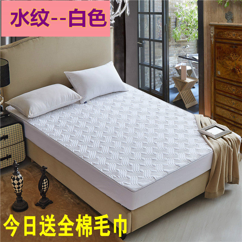 Single pure white cotton hat, thick and high bedspread, 1.8m 2m2 2.2 mattress protective cover, non-slip bed cover