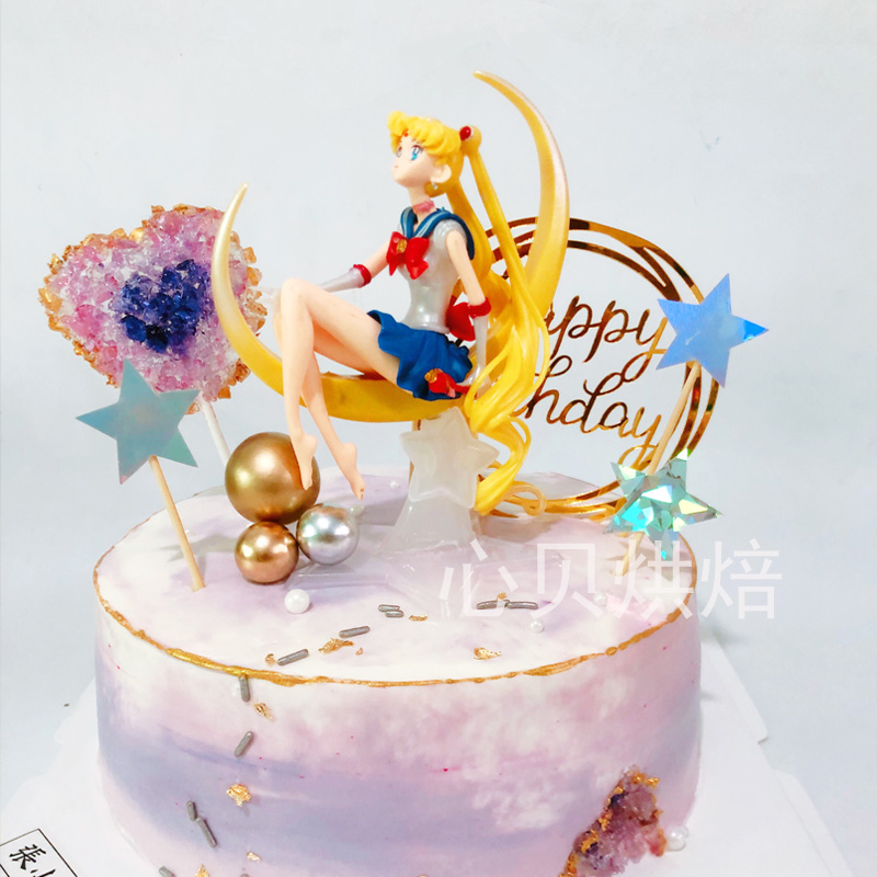 Bake Birthday Cake Decoration Swing Piece Beauty Less Female Warrior Themed Cake Children Cartoon Paparazzi Sitters-Taobao