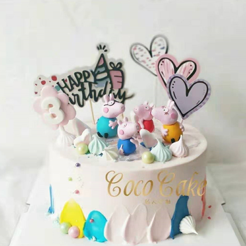 61 Children's Festival Plug-in Soft Pottery Piglet Baby A Social Person Cake Decoration Swing Decorated Birthday Party Dress
