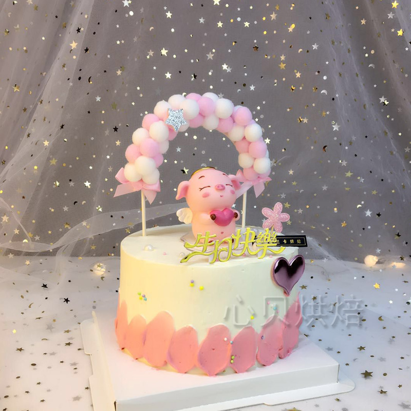 Baking cartoon love angel Flying pig cake decoration decoration vinyl pig dessert table dress up arrangement plug