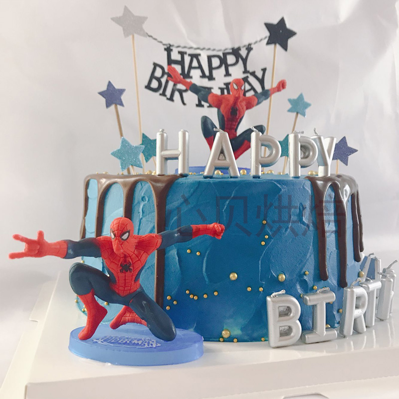 Baking extraordinary spiderman birthday cake decoration decoration children's party theme decoration supplies doll model