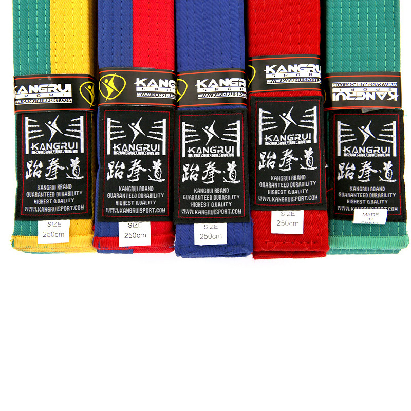 Taekwondo belt Cotton belt Children's adult examination belt White yellow green blue red black belt Two-color color belt