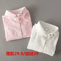 Áo len nữ mùa thu 2018 mới áo nỉ thêu thêu bông dài tay áo sơ mi trẻ em biểu diễn quần áo hoang dã áo cho bé gái