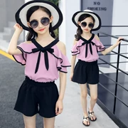 Bộ đồ bé gái mùa hè 2018 mới mùa hè Hàn Quốc trong quần áo trẻ em thời trang trẻ em Bộ đồ bé gái thời trang phương Tây