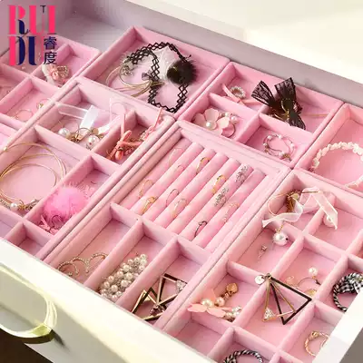 Jewelry storage box drawer flannel separation handwear ear Needle storage artifact necklace earrings lining earrings jewelry box