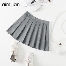 Amy Romance High Waist A Dress Woman Summer Black Short Dress Pleated Half Body Dress Student Hundreds Of Pleats Grey Short Dresses