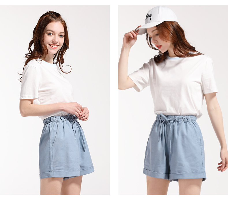 Amy yêu quần ống rộng nữ cao eo rủ 2019 mới hè co giãn eo thể thao quần cotton giản dị - Quần short quần áo nữ