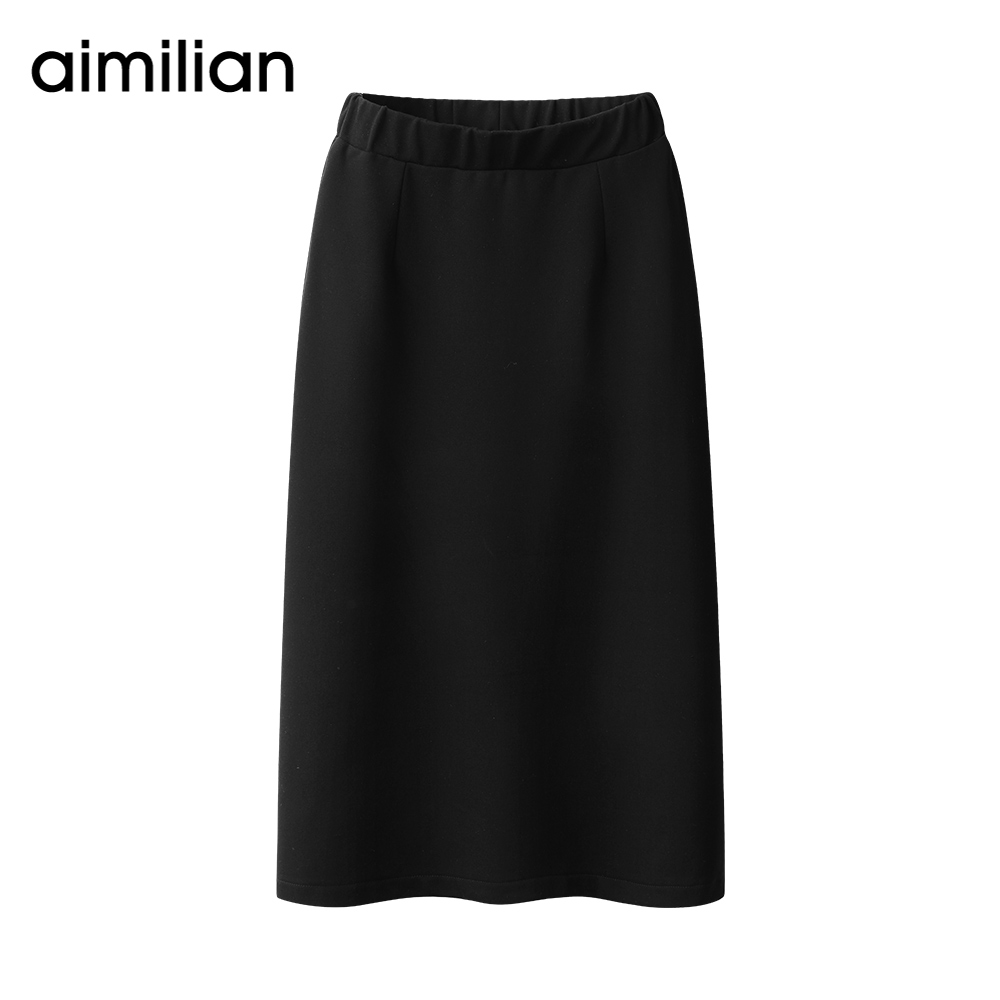 Amy Romance High Waist Knit Black Half Body Dress Autumn Winter Women Plus Suede Small Subwrap Hip Skirt Casual Long Version Skirt