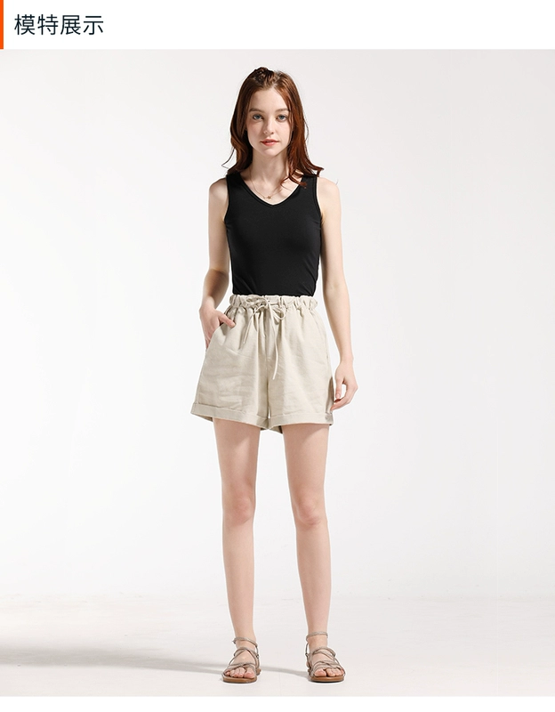 Amy yêu quần ống rộng nữ cao eo rủ 2019 mới hè co giãn eo thể thao quần cotton giản dị - Quần short