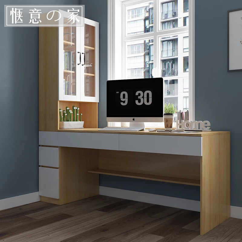 Computer desk Desk Modern simple desk Double desk Study notebook study desk Bookcase combination
