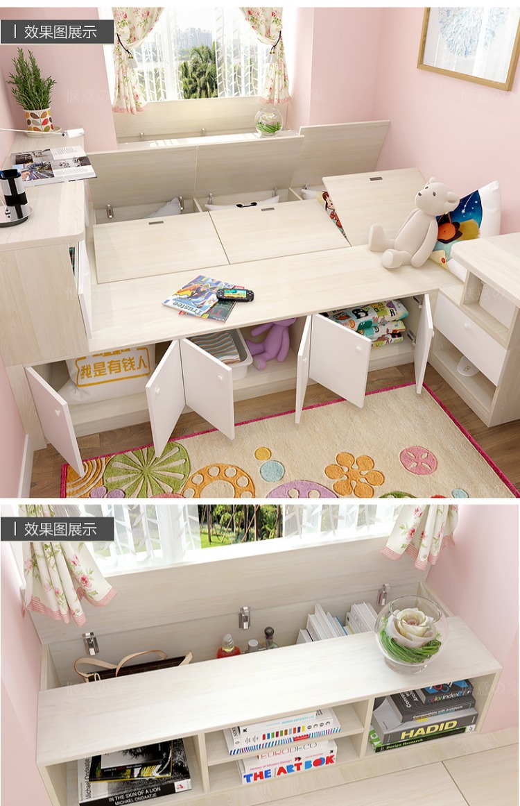 Tatami kết hợp tổng thể của một giường tủ tối giản hiện đại tủ bàn phòng kết hợp cho trẻ em của toàn bộ ngôi nhà tùy chỉnh - Giường giường ngủ gỗ công nghiệp