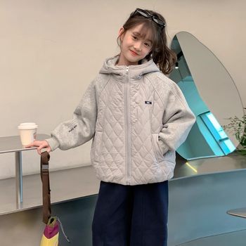 Girls' cotton-padded jackets 2025 new winter children's quilted jackets, stylish tops, autumn and winter girls' large children's clothing, thick cotton padded jackets