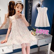 Girls dress 2021 new summer fit 8 mid-child 7 children 12 years old Child girl foreign air Snow spinning Princess Dresses