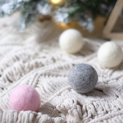 BG Korean-style wool felt ball pendant, INS style, festival decoration, party setting, white, gray, pink, macaron color