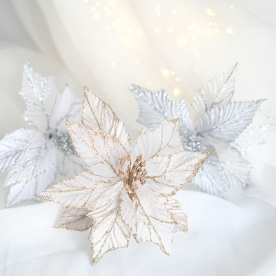 BG Blue and silver glitter Texture Christmas flower Christmas Tree accessory Pendant Christmas wreath Rattan decoration material package