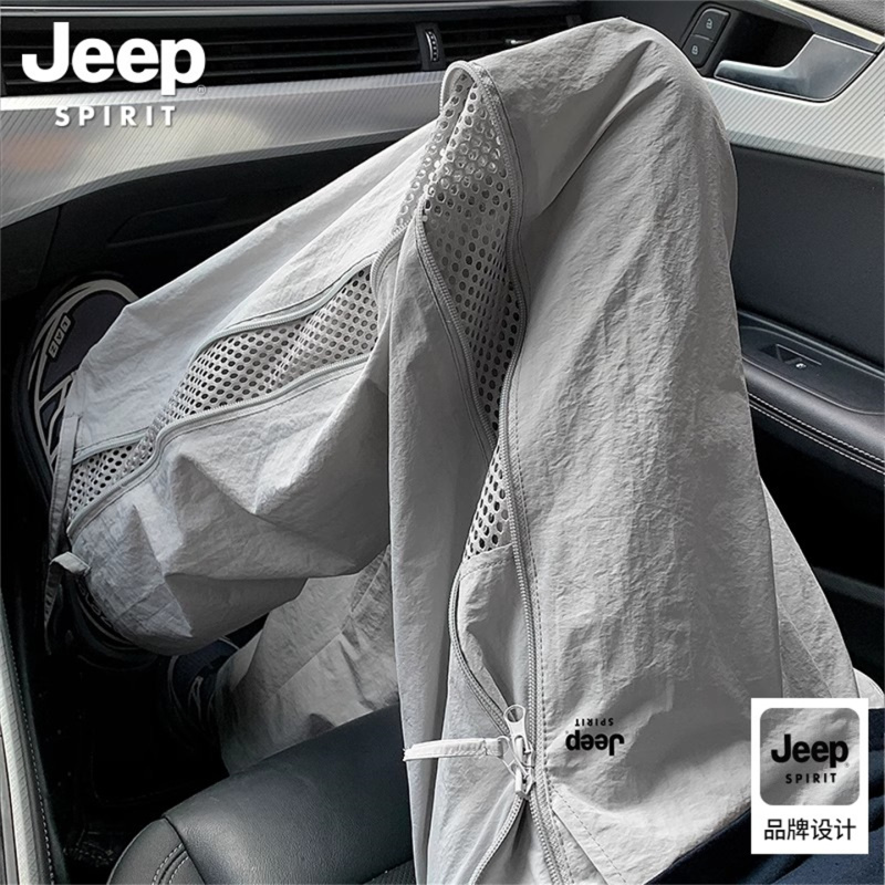 Jeep Spirit Mesh Breathable Quick-Drying Pants for Men, Summer Outdoor Thin Ice Silk Casual Sports
