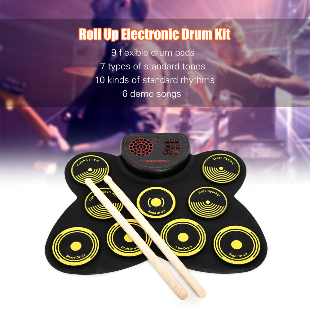 Hand roll frame subdrum 9 faces adult jazz drum MIDI can be connected with computer portable percussion instrument hand roll electronic drum